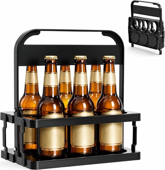 Dailygoods- Flessenhouder voor 6 flessen - Stabiele grip - Drankmand - Kunststof - Flessenrek - Lichtgewicht ontwerp - Drankhouder