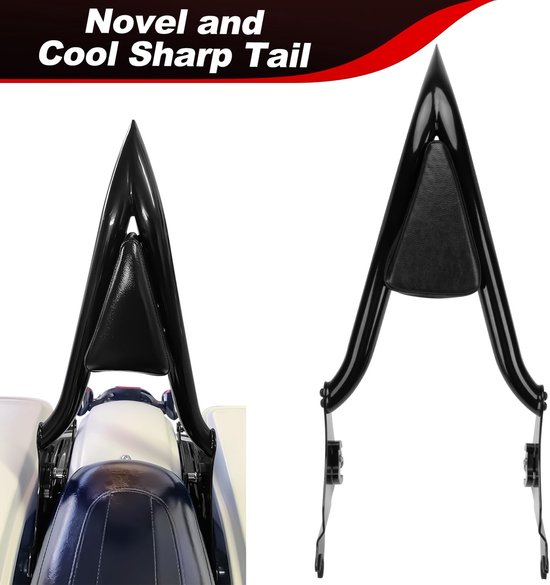 Dailygoods - Motorfiets Afneembare Sissybar Rugleuning - Verstelbaar en Opvouwbaar - 22 Inch - Geschikt voor Touring en Electra Glide - Rugkussen voor...