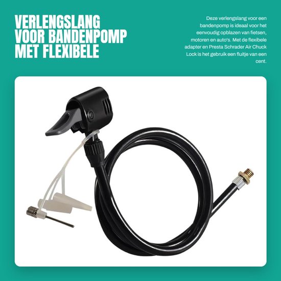 Dailygoods - Verlengslang voor Bandenpomp met Flexibele Adapter
