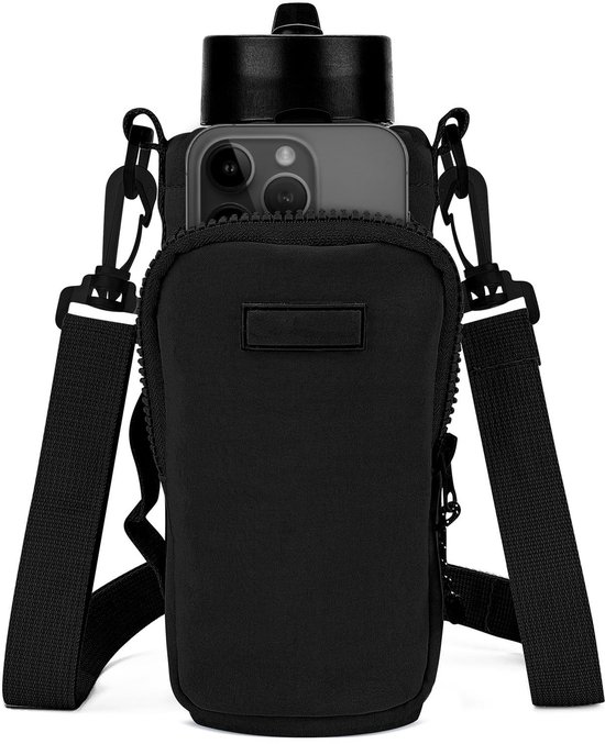 Dailygoody - Waterfles Draagtas - Waterfleshouder - Ideaal voor Sport en Reizen - Zwart - Trekkoord Waterfles Riemhouder - Geschikt voor 26oz en 36oz