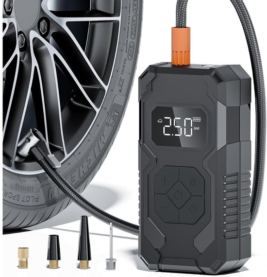 DailySupplies® Elektrische Fietspomp - Luchtcompressor - Bandenpomp - inclusief Opzetstukken - Zwart