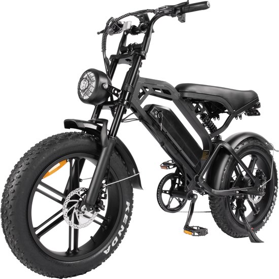 Dailywheels Fatbike V20 Pro - 2024 Oktober Model - Max 25km/u - Legaal - Hydraulische Remmen - Compleet met gratis Alarmsysteem + Achterzitje + Telefoonhouder + Voetsteuntjes + Slot - 250W - 7 versnellingen - Zwart van Dailywheels