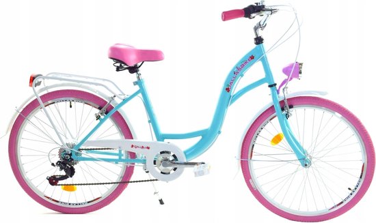Dallas bike - Meisjesfiets - 26 inch - 7 versnellingen - zeegroen roze van Merkloos