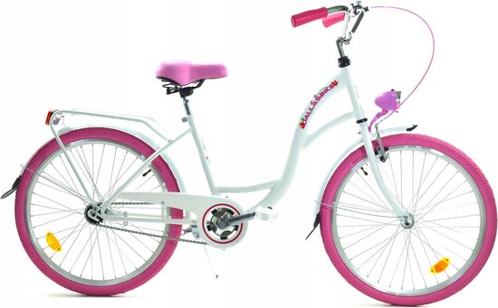 Dallas City Junior Meisjesfiets 24 inch - Roze/Wit - Robuuste Stadsfiets van Merkloos