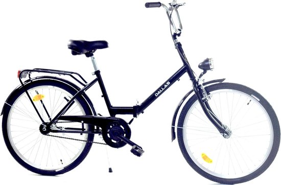 Dallas Vouwfiets 24 Inch - Zwarte Staal Frame Vouwfiets zonder Versnellingen van Merkloos