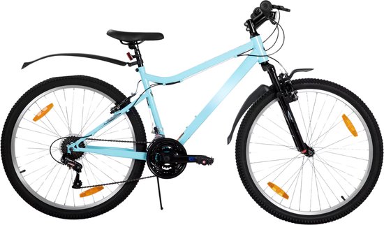 Dames mountainbike 66 cm – Voor recreatief en sportief gebruik op terrein – Met 18 versnellingen en V-brake voor- en achter – Groen aluminium frame