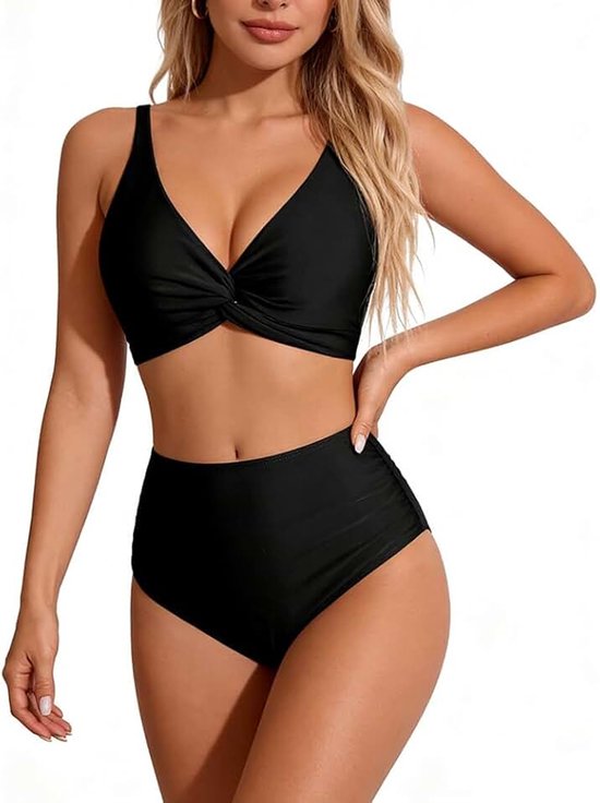 Dames Set Buikweg Sexy High Waist Push Up Bikini V-hals Mid Waist Badmode Tweedelig Badpak Zwempak