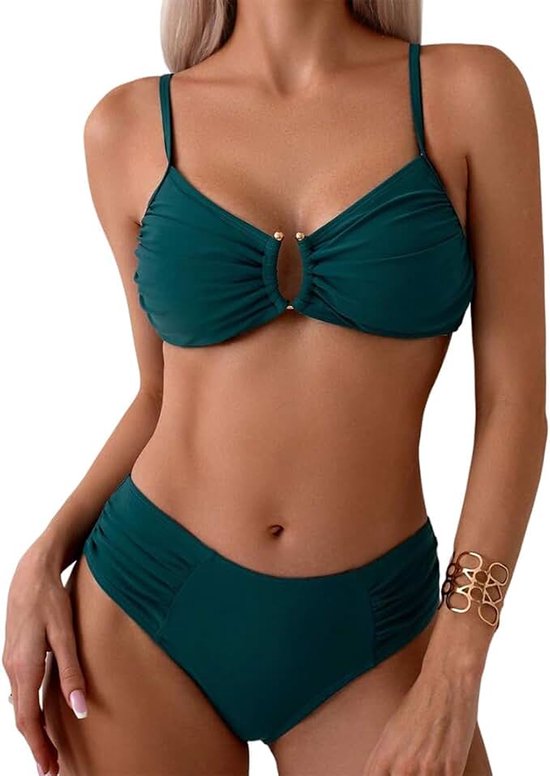 Dames Set Halter Driehoek Badpakken String Bikini Hoge Taille Sexy Zwempak Buikweg Zomer Hoge Taille Tweedelig Badpak S-XL