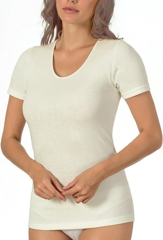 Dames thermo shirt Entex met korte mouw Creme - maat L