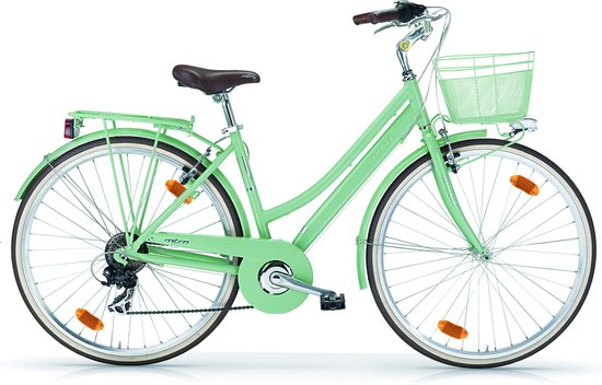 Damesfiets Classic - Stadsfiets met 6 versnellingen - 28 inch wielmaat - Fietsmand - Framemaat 46cm - Groen/zilver van DAM