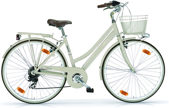 Damesfiets Classic - Stadsfiets met 6 versnellingen - 28 inch wielmaat - Hybride - Fietsmand - Framemaat 46cm - Creme van DAM