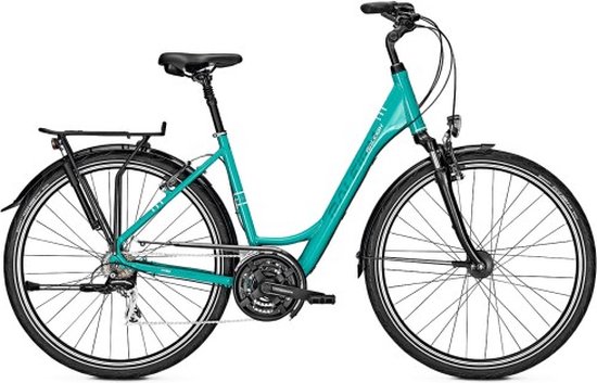 Damesfiets hyped 28 inch - Met 21 versnellingen - Stadsfiets - Framemaat 55 cm - V-brakes - Turqoise