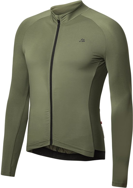 DANISH ENDURANCE Fietstrui voor Heren - Wielershirt - Lange Mouwen - Quick-Dry - Achterzakken - Olijfgroen - Maat XXL van Merkloos