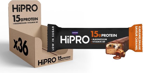 DANONE HiPRO Bars Proteïnereep - Caramel - Voordeelverpakking 3 x 12 repen van Merkloos