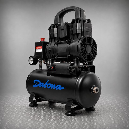 Datona® Stille compressor 9L - Olievrij en draagbaar - Geschikt voor tackers - Zwart