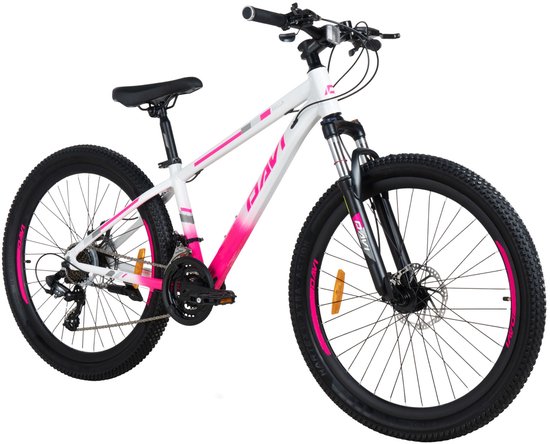 Davi Bella – Mountainbike – 26 inch – 21 versnellingen – Aluminium frame – Schijfremmen – Voorvork met vering – Shimano – Roze/Wit