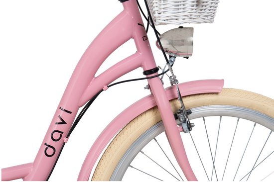 Davi Emma – Stadsfiets – 26 inch – 7 versnellingen – Shimano – V-brake – Lage instap – Roze/Crème