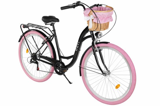 Davi Emma – Stadsfiets – 28 inch – 7 versnellingen – Shimano – V-brake – Lage instap – Zwart/Roze