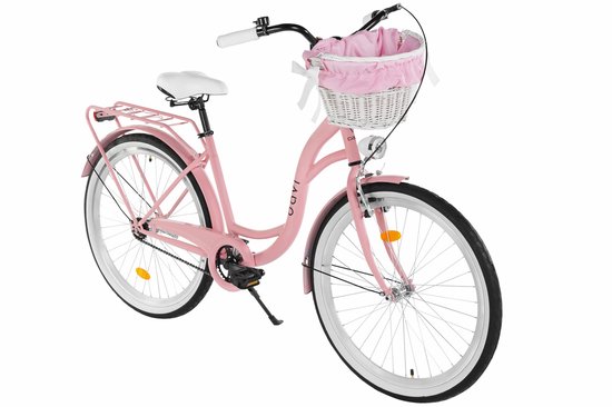 Davi Lila – Stadsfiets – 26 inch – 1 versnelling – Terugtraprem/V-brake – Lage instap – 155-180 cm – Roze/Zwart