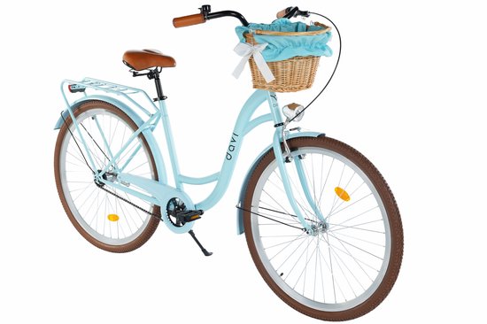 Davi Lila – Stadsfiets – 28 inch – 1 versnelling – Terugtraprem/V-brake – Lage instap – 160-185 cm – Blauw/Bruin