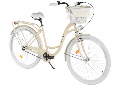 Davi Lila – Stadsfiets – 28 inch – 1 versnelling – Terugtraprem/V-brake – Lage instap – 160-185 cm – Bruin/Wit