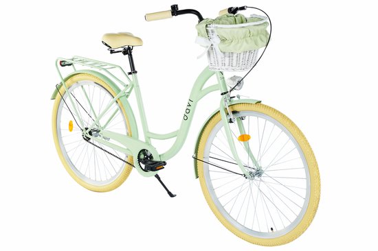 Davi Lila – Stadsfiets – 28 inch – 1 versnelling – Terugtraprem/V-brake – Lage instap – 160-185 cm – Groen/Creme