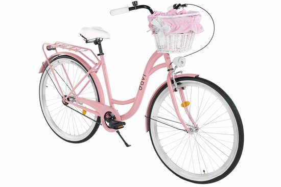 Davi Lila – Stadsfiets – 28 inch – 1 versnelling – Terugtraprem/V-brake – Lage instap – 160-185 cm – Roze/Zwart