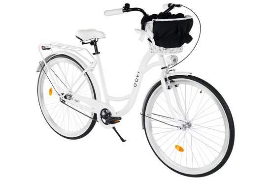 Davi Lila – Stadsfiets – 28 inch – 1 versnelling – Terugtraprem/V-brake – Lage instap – 160-185 cm – Wit/Zwart