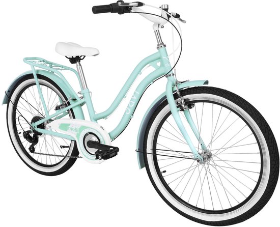 Davi Molli – Kinderfiets – 24 inch – 7 versnellingen – Shimano – V-brake – 130-165 cm – Mintgroen – Meisje