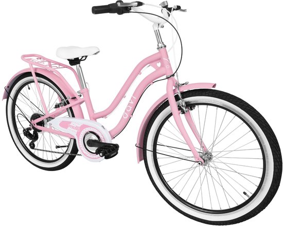 Davi Molli – Kinderfiets – 24 inch – 7 versnellingen – Shimano – V-brake – 130-165 cm – Roze – Meisje