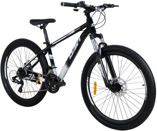 Davi Montaro – Mountainbike – 26 inch – 21 versnellingen – Aluminium frame – Schijfremmen – Voorvork met vering – Shimano – Zwart/Wit