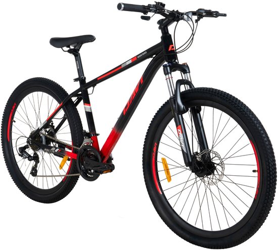 Davi Montaro – Mountainbike – 27 inch – 21 versnellingen – Aluminium frame – Schijfremmen – Voorvork met vering – Shimano – Zwart/Roşu