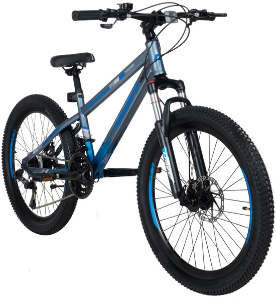 Davi Terrano – Kinderfiets – 24 inch – 21 versnellingen – Schijfremmen – 130-160 cm – Grijs/Blauw – Jongen van Davi Terrano