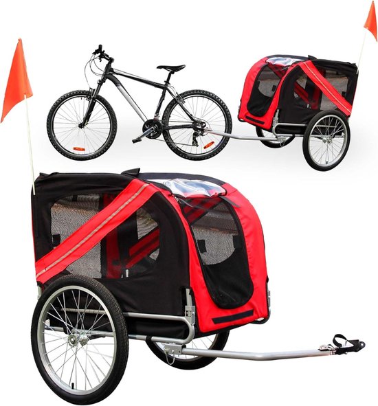 DD Hondenfietskar Opvouwbaar - Fietskar voor Honden - Hondenbuggy - 130x70x78cm - Rood van DD