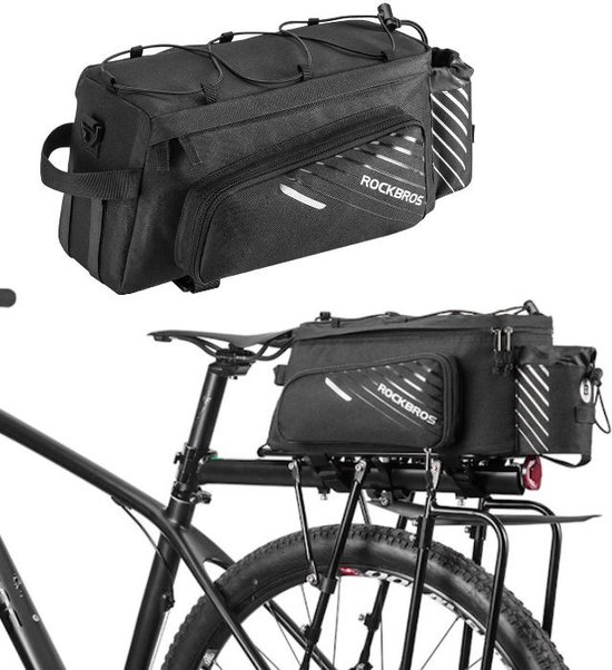 Decopatent® Fiets Bagagedragertas met Regenhoes - 13L - Bagage drager fietstas - Dubbele Fietstassen - Ebike - Veel Opbergruimte van Decopatent