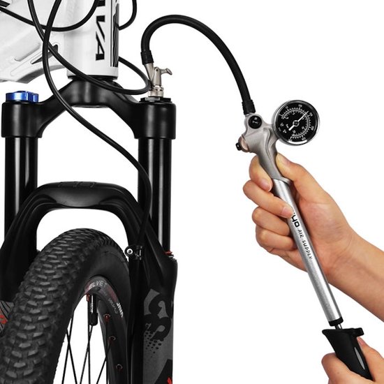 Decopatent® MINI Fietspomp met drukmeter en 360° Slang - High Pressure 300 PSI - Mini Bike Pump - Hand Fietspompen Racefiets Mtb van Decopatent