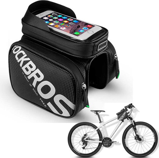 Decopatent® PRO Fiets Frametas met Telefoonhouder - Dubbele Fietstassen - Waterdicht - Racefiets - MTB - Fietsen - 5.8 Inch Gsm van Decopatent