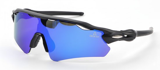 Delta Fit Hardloop Zonnebril – UV-bescherming – Zwart met Blauwe Glazen – Inclusief Case van Delta