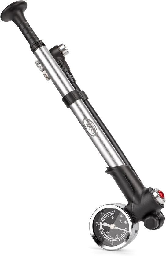 Demper Pomp - Schokbreker Pomp - Fiets Ophanging - Lekvrije Koppeling - 300 PSI Max - Zilver