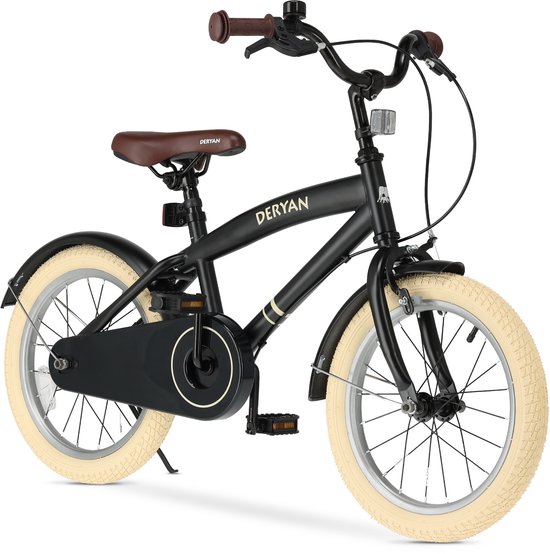 Deryan Coastline Kinderfiets 16 Inch - Met standaard - 3-7 Jaar - Zwart