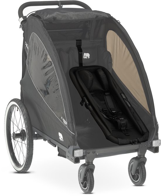 Deryan Luxe Fietskar Babyzitje - 5-puntsgordel - hoofdkussen - Zwart