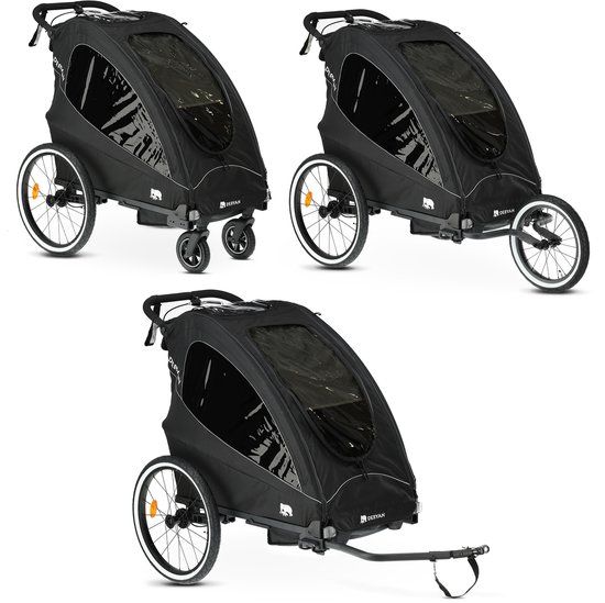 Deryan Luxe Fietskar - fietskar en wandelwagen en hardloopkinderwagen - 1 persoons - Zwart van Deryan