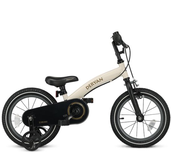 Deryan Luxe Kinderfiets 14 inch - 3 in 1 - Loopfiets - Sand