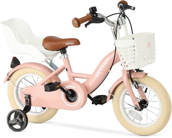 Deryan Zoey Kinderfiets 12 Inch - Verstelbare Fiets met Mandje - Roze