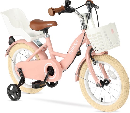 Deryan Zoey Kinderfiets 14 Inch - Verstelbare Fiets met Mandje - Roze