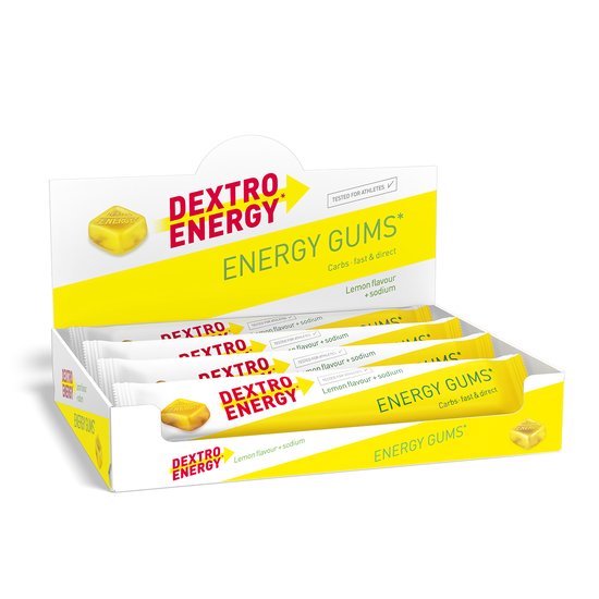 Dextro Energy Energie Gums - Citroen + Natrium Energie Bar - Vegan Energie Reep - 8 porties (8 x 45 gram ) van Merkloos