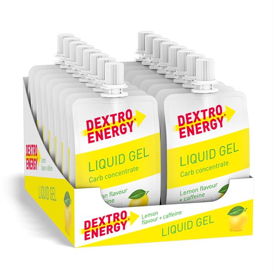 Dextro Energy Liquid Energy Gel - Citroen + Caffeine - Sportgel - Energie Gel - 18 x 60 gram
