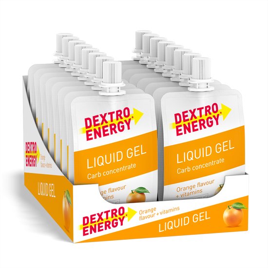 Dextro Energy Liquid Energy Gel - Sinaasappel + Vitamine B - Sportgel - Energie Gel - 18 x 60 gram van Merkloos
