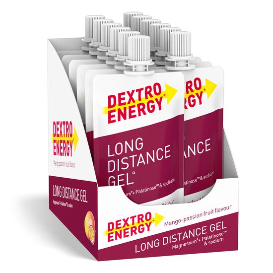 Dextro Energy Long Distance Energy Gel - Mango Passievrucht - Sportgel - Energie Gel Hardlopen en Wielrennen - 12 x 50 ml van Merkloos