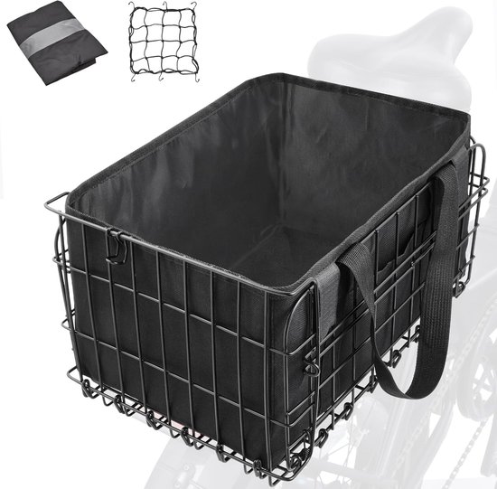 Deze fietsmand voor achterop de fiets is een opvouwbare metalen mand met een grote capaciteit en een snelsluitingssysteem, geschikt voor volwassenen en mannen. Je kunt er huisdieren, fruit en boodschappen in vervoeren. van Merkloos